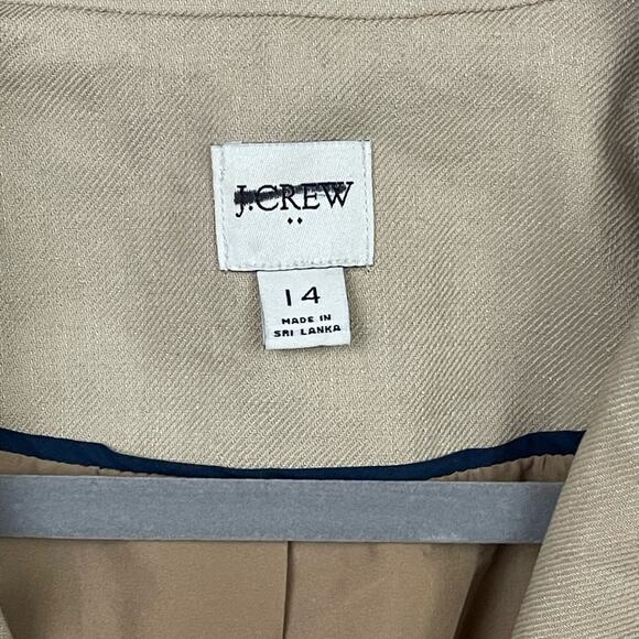 J. Crew Factory Refined Traveler Linen Blazer in Tan‎ Size 14 NWT - Picture 8 of 10